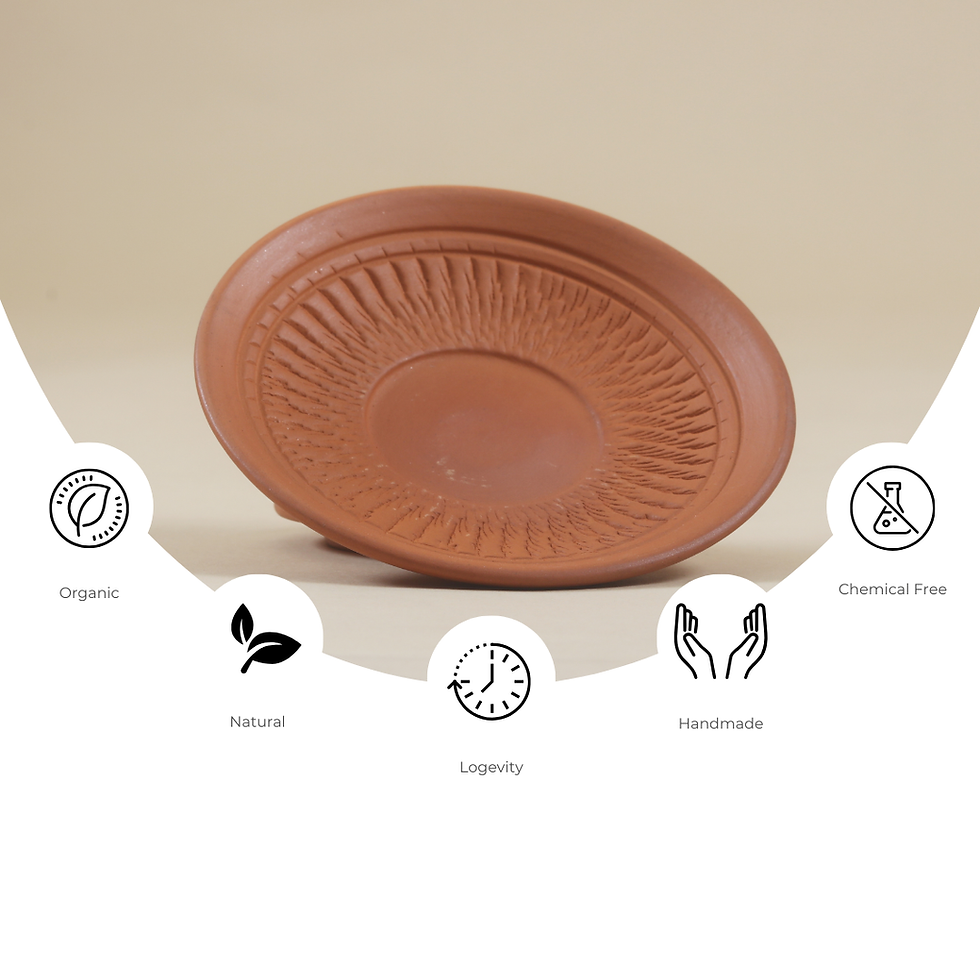 Thumbnail: Handmade Terracotta Saucer / Cup Plate for Kulhad, Sweet, Tea - Set of 4