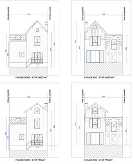 Projet Val Fleury - Surélévation - Façades PC : modification de la facade avec agrandissement des fenetres