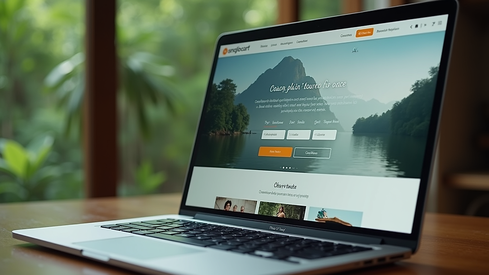 Close-up view of a laptop screen showing an online booking page for Khao Sok tours