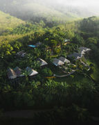 Khao Sok jungle resort surrounded by lush tropical rainforest