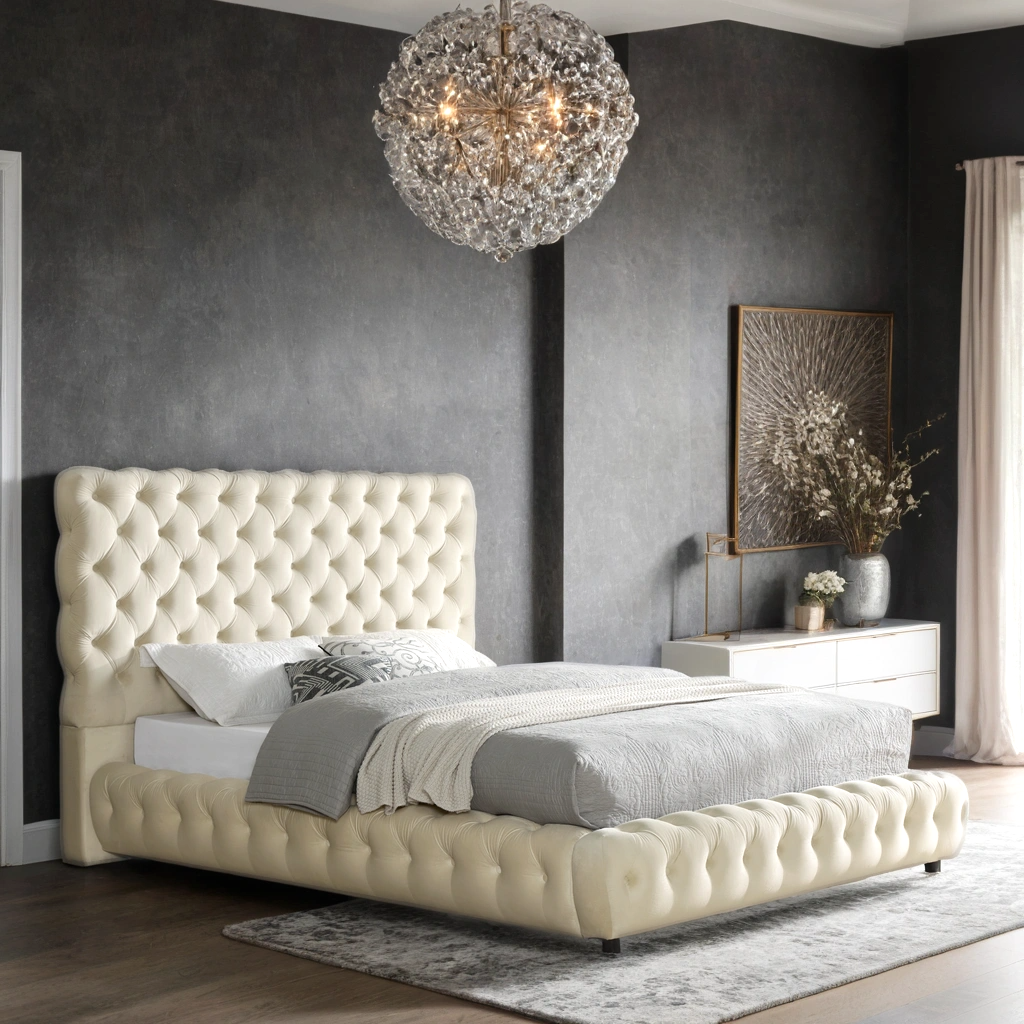Dream Beige Platform Bed - Queen, King