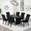 Thumbnail: 1220 Onyx - (FAUX MARBLE) Dining Table + 6 Chair Set