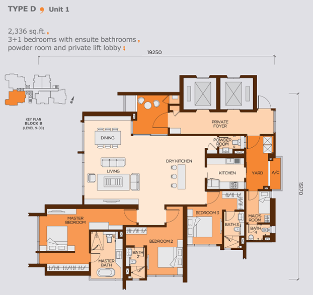 Wangsa9 largest unit type D, 3+1 bedrooms