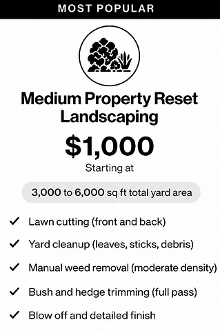 Large property reset landscaping package for YOUPOINT services starting at $1,500