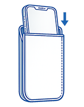 Dessins insertion téléphone dans la pochette anti onde