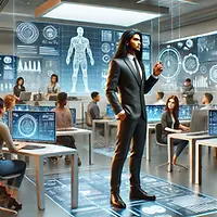 DALL·E 2025-01-17 14.09.07 - A futuristic and modern classroom setting with advanced techn