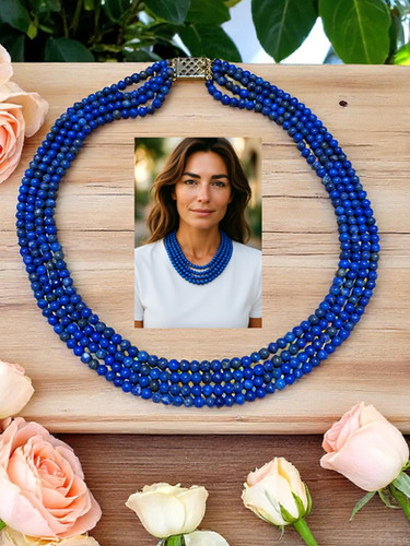 Lapis Lazuli Four-String Necklace – Blue Gemstone