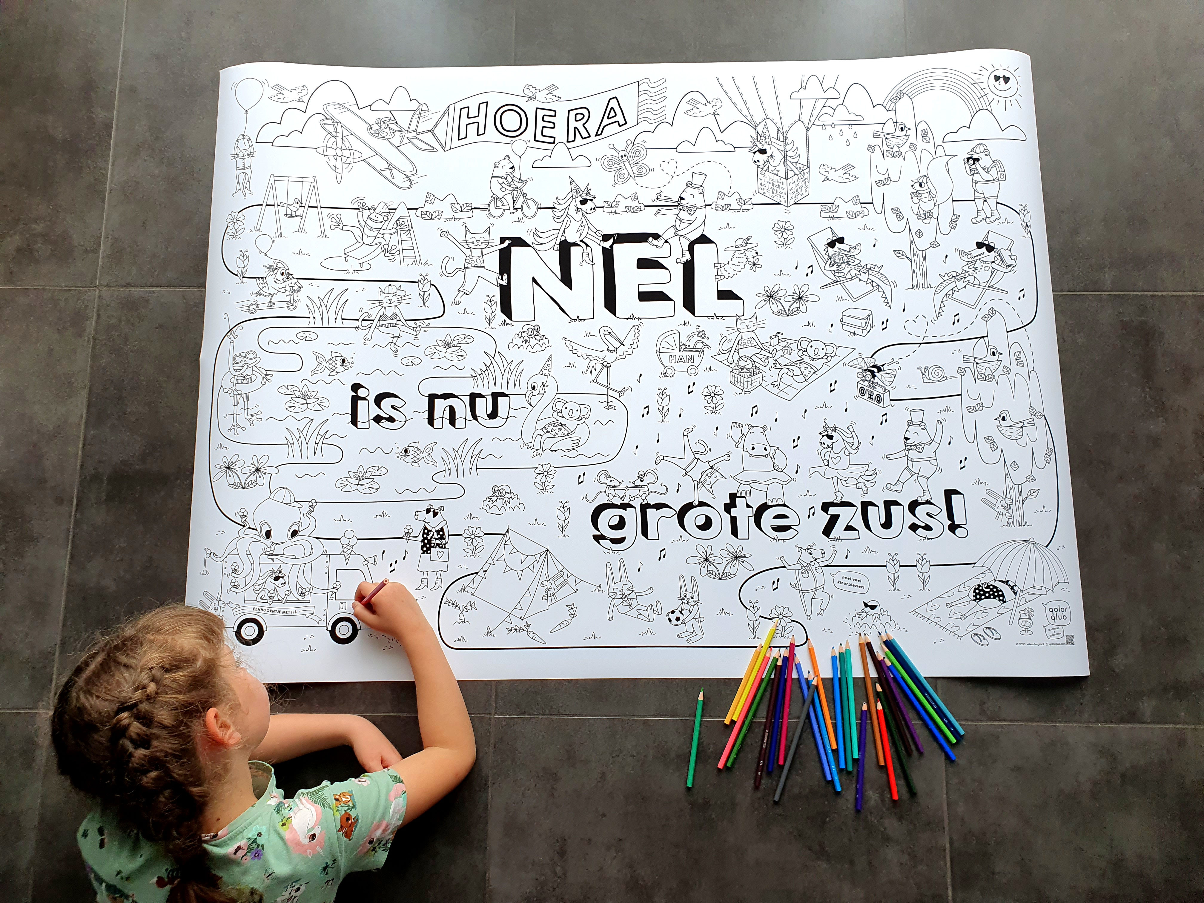 "grote broer/zus" gepersonaliseerde XXL KLEURPOSTER