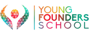 Colorful logo for Young Founders School with abstract geometric figure.