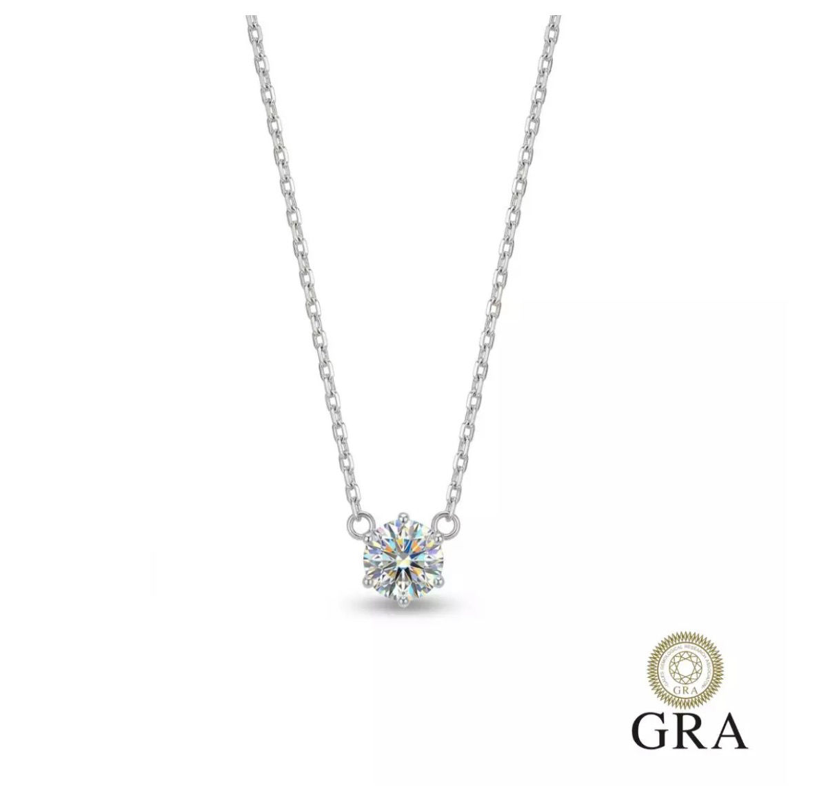Colar Moissanite Ponto de Luz 0.8ct Prata 925