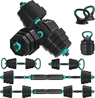 Adjustable Dumbbells Weights Set 20/22/44Lb,ARUNDO 3 in 1 Free Weights Barbells with Connector,Non-Rolling Octagon Shape Multifunction Fitness Dumbbells Pair for Home Gym Workout Exercise Training