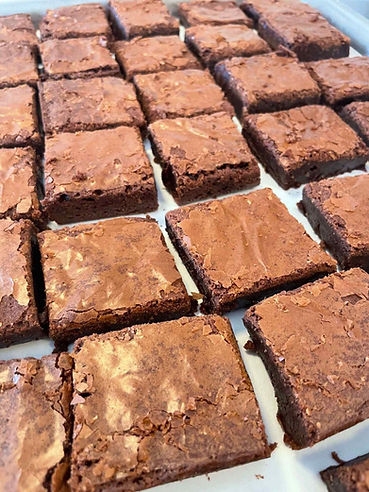 Brownies with crinkly tops from Goody-Goody bakery in Rockport, MA