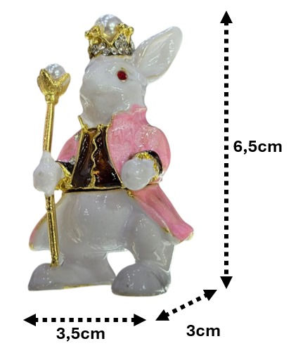 Miniatura: FIGURA DECORTIVA CONEJO TIPO FABERGUE EN ZINC