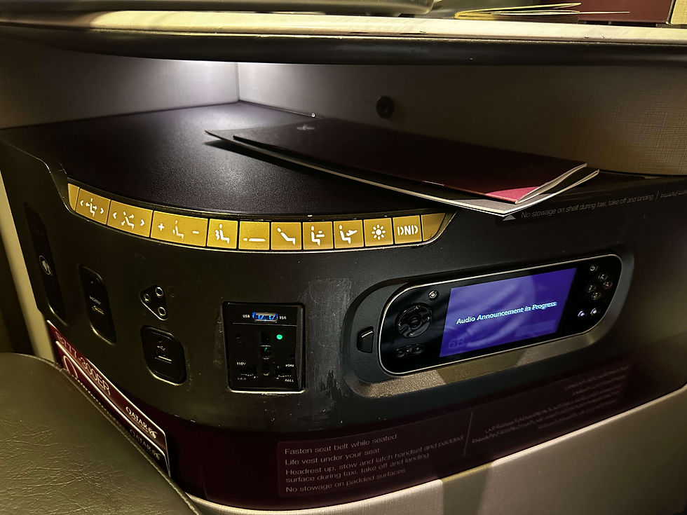 Seat, lighting and entertainment controls