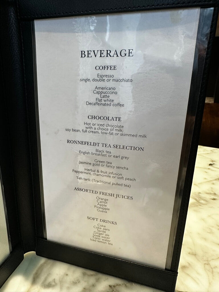 Afternoon Tea Menu Club InterContinental Kuala Lumpur