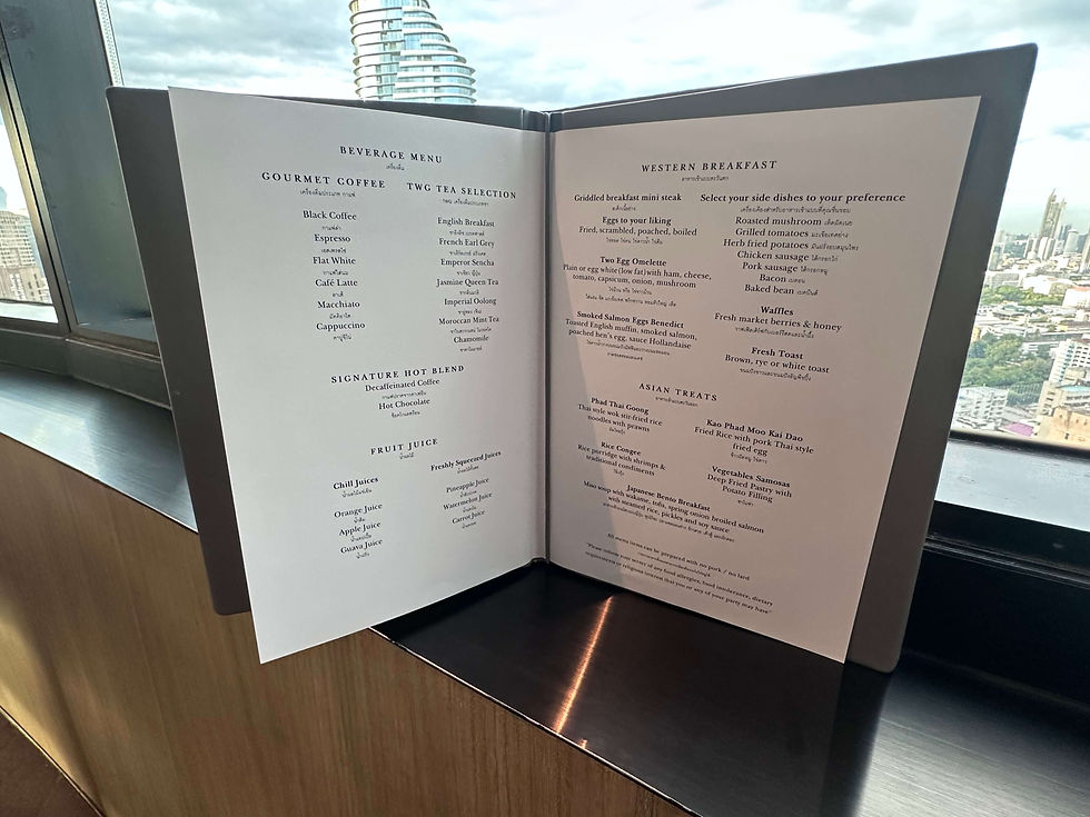 InterContinental Bangkok - Club InterContinental Breakfast Menu
