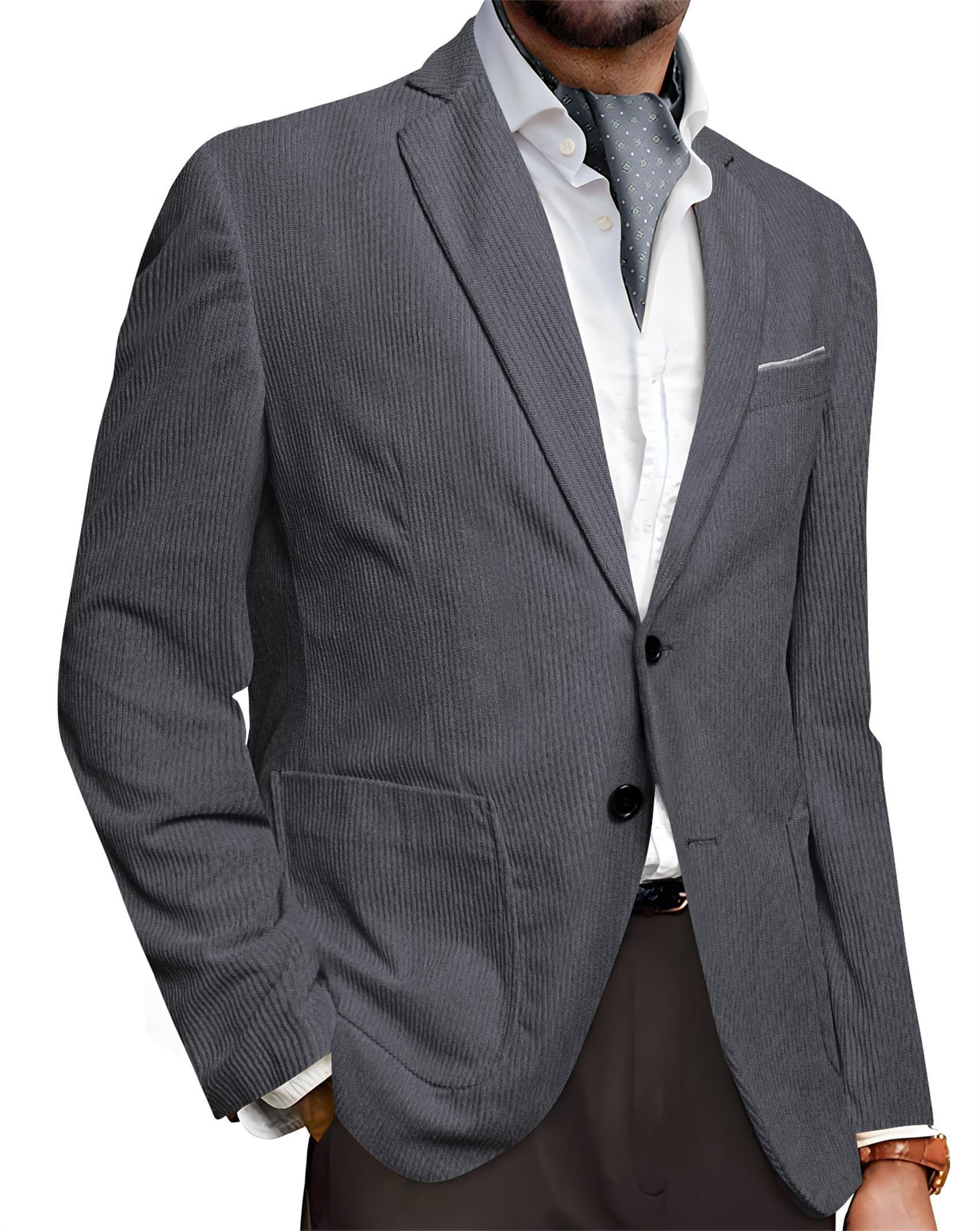 Barry.Wang Mens Casual Blazer Corduroy Sport Coat Regular Fit Suits for Men Ligh
