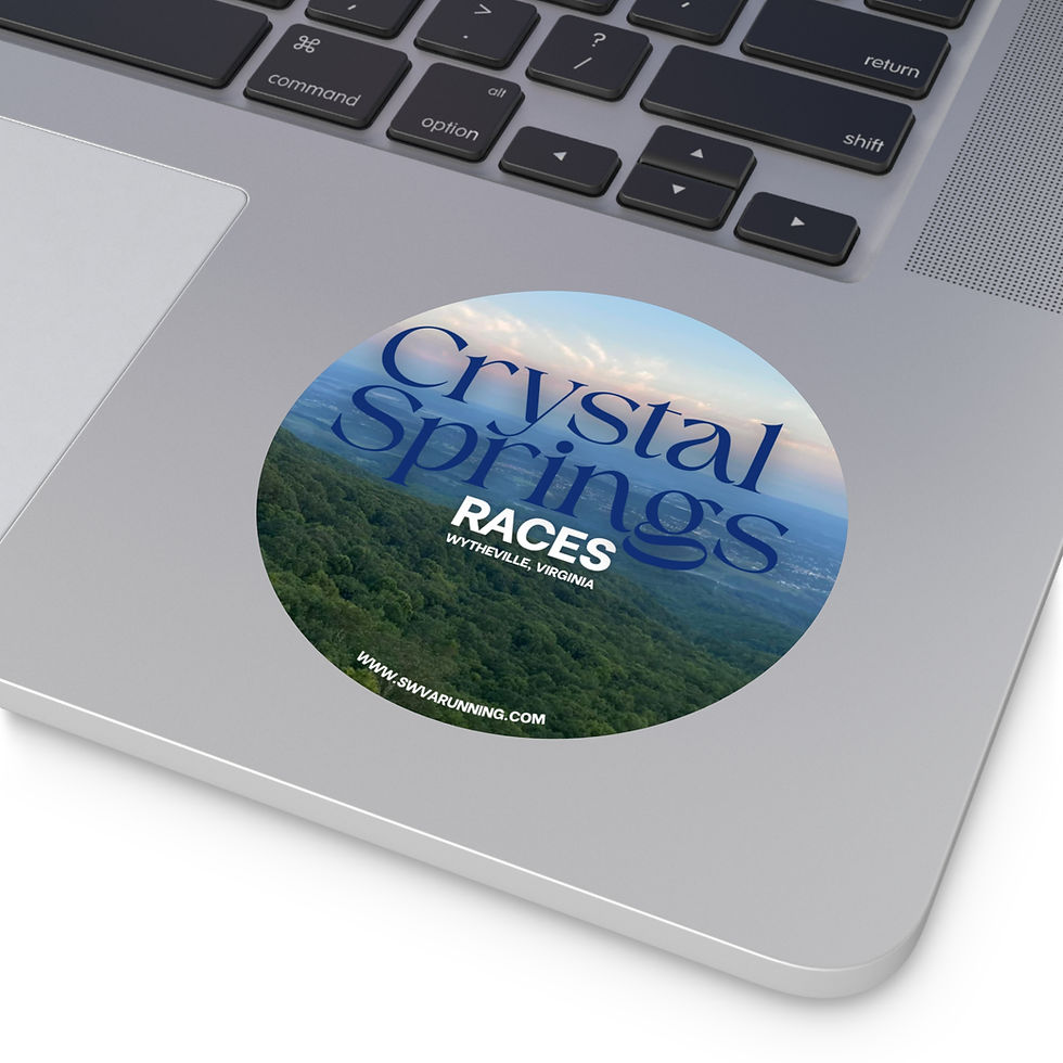 Thumbnail: Crystal Springs Races Round Vinyl Sticker — Scenic Wytheville, VA Race Logo