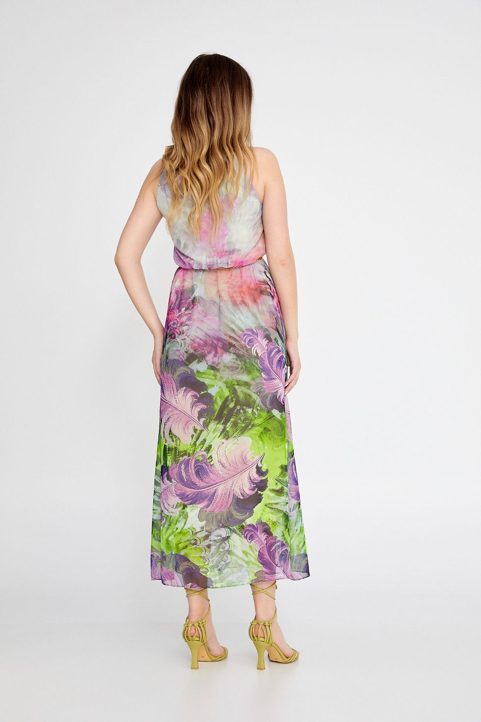 Thumbnail: 23-D0053 Sleeveless Maxi Chiffon Column Regular Purple Multicolor Casual Dress