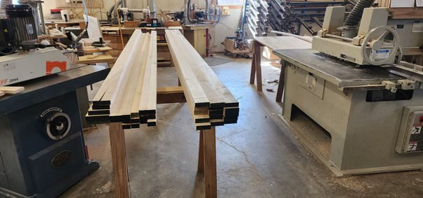 Milled cabinet door stiles and rails in production