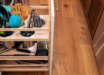 Pullout insert with custom organizers for cookware and tools