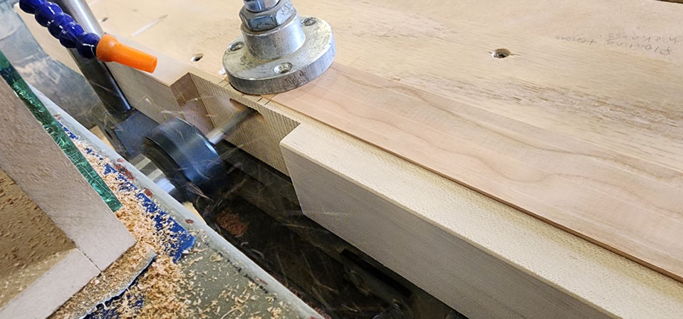 Face frame parts being machined for assembly