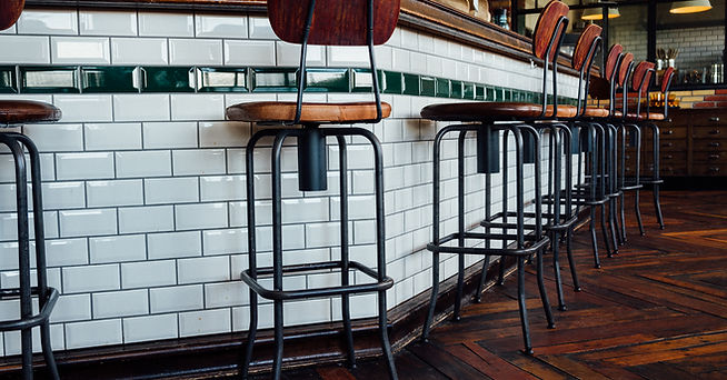 Restaurant bar and stools