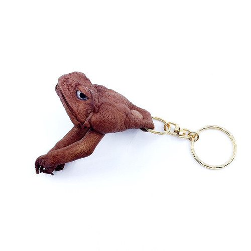 Bufo marinus Cane Toad Leather Body with Front Legs Swivel Key Fob