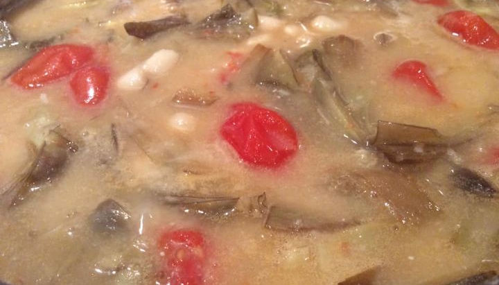 Cannellini, Carciofi e Pomodorini del Piennolo.