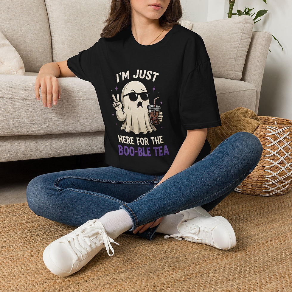 Thumbnail: I’m Just Here For The Boo-ble Tea T-Shirt — Cute Ghost Boba Halloween Tee