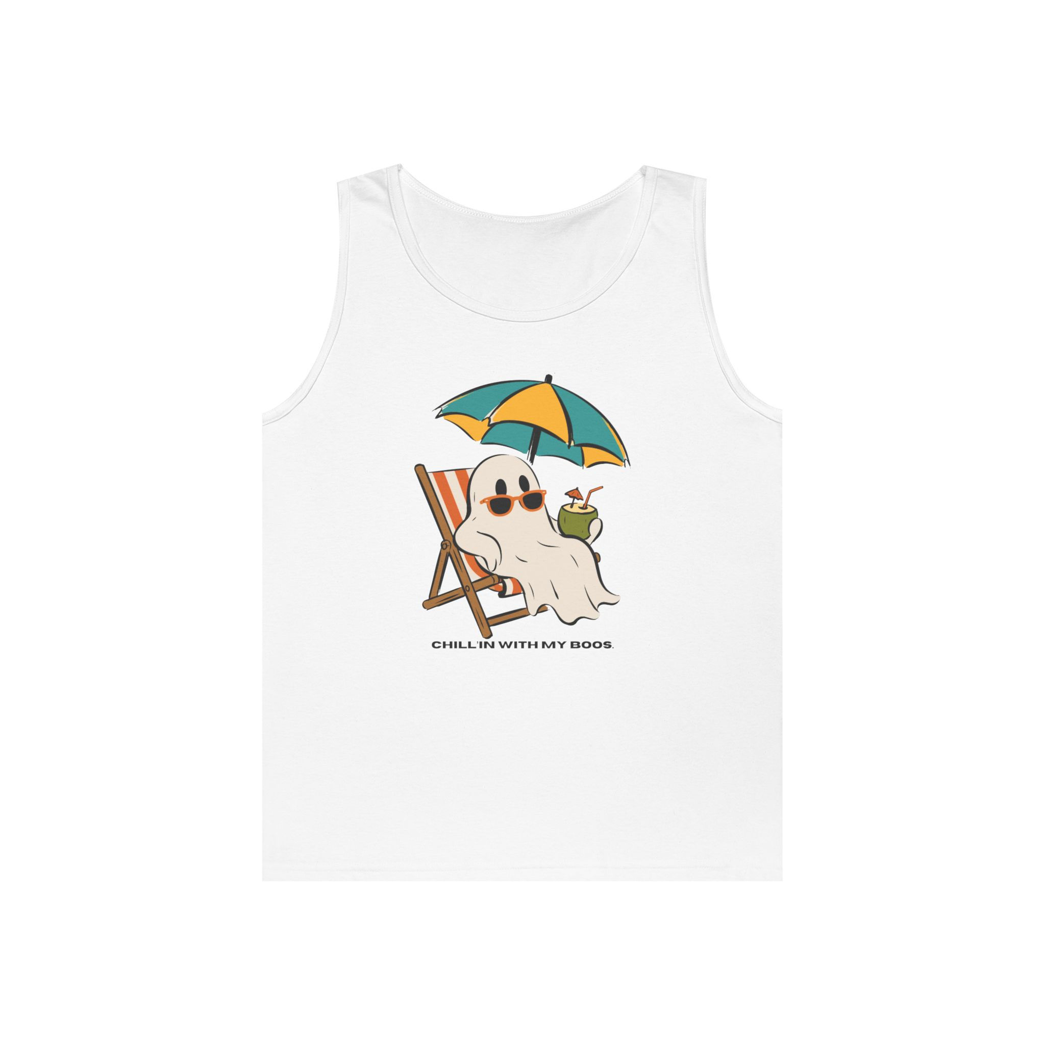 men Ghost Beach Tank Top — "Chillin' By The Shore" Summer Graphic Tank