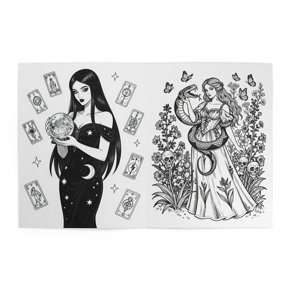 Thumbnail: Gothic Beauties Coloring Book — Dark Fantasy Adult Coloring Pages