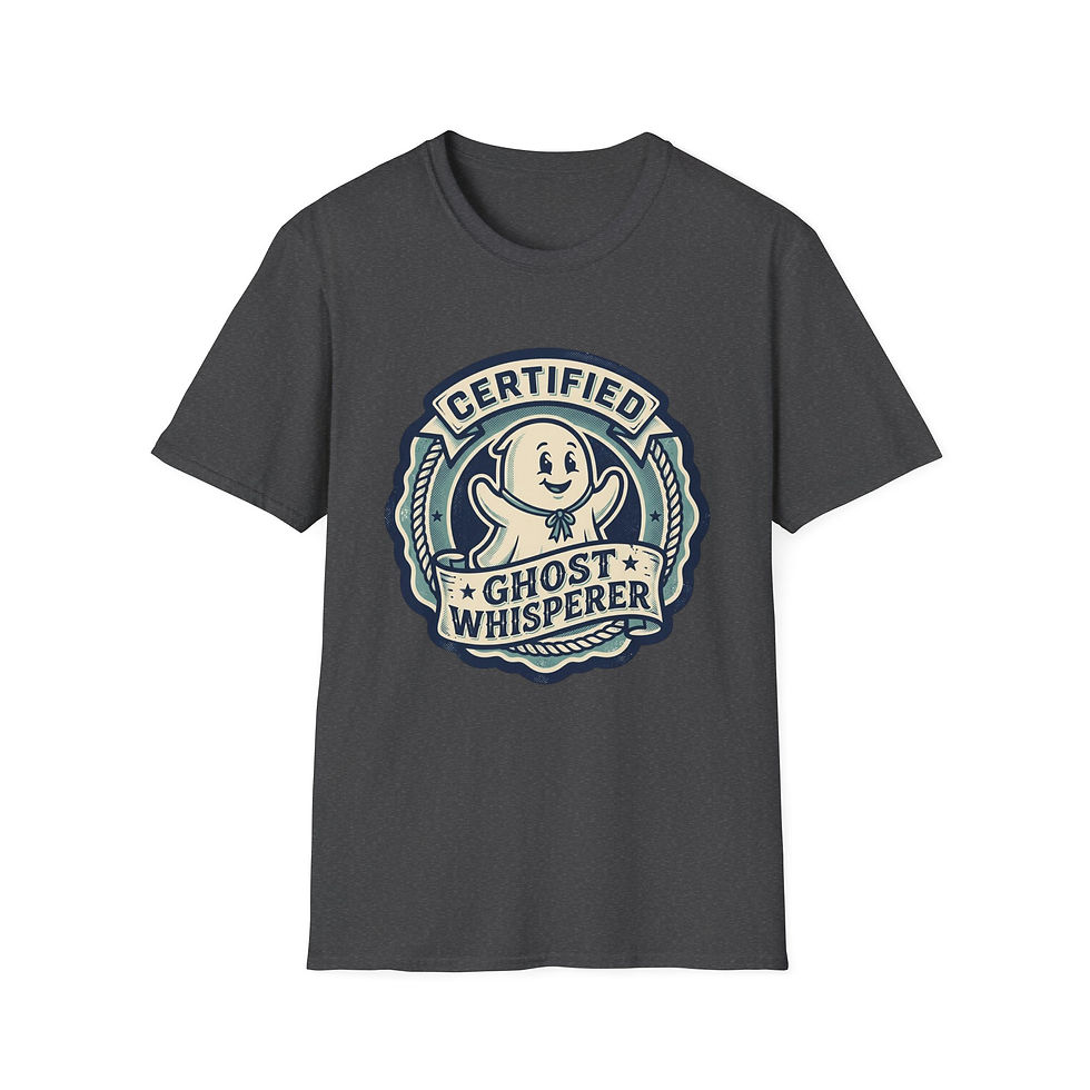 Thumbnail: Certified Ghost Whisperer T-Shirt — Funny Paranormal Badge Tee