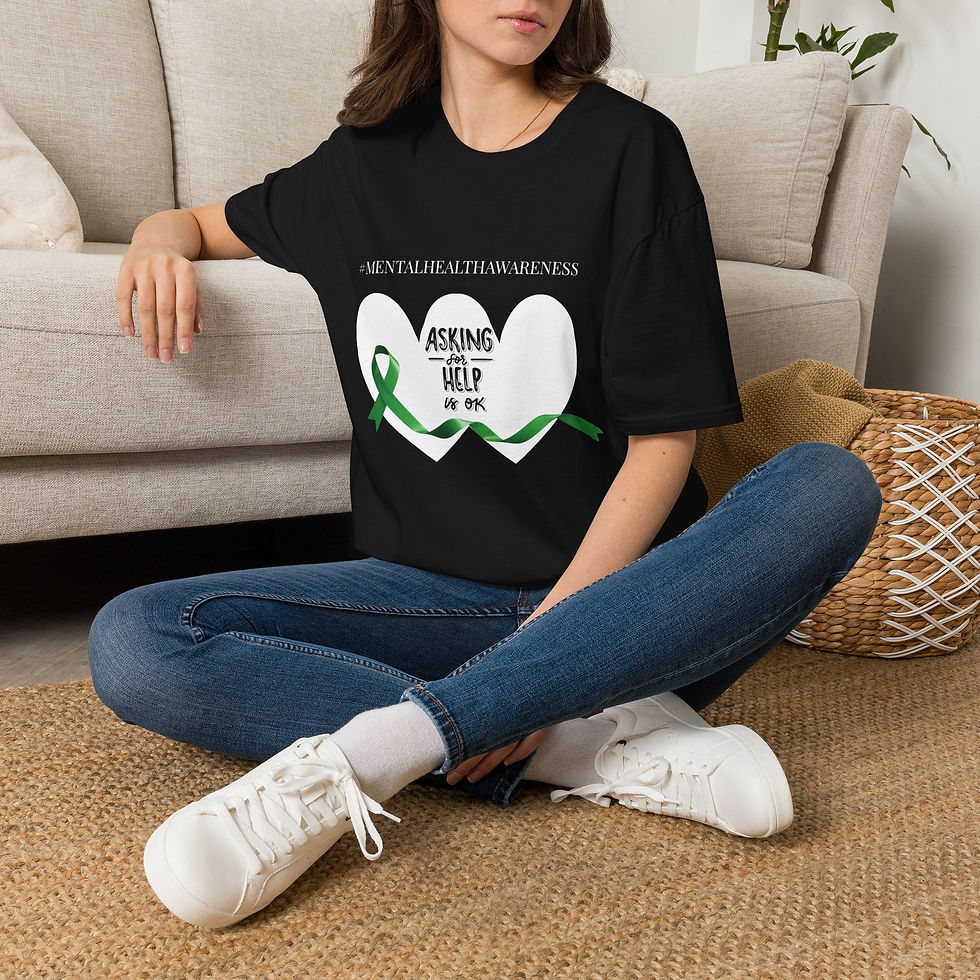 Thumbnail: Mental Health Awareness T-Shirt — "Asking For Help" Green Ribbon