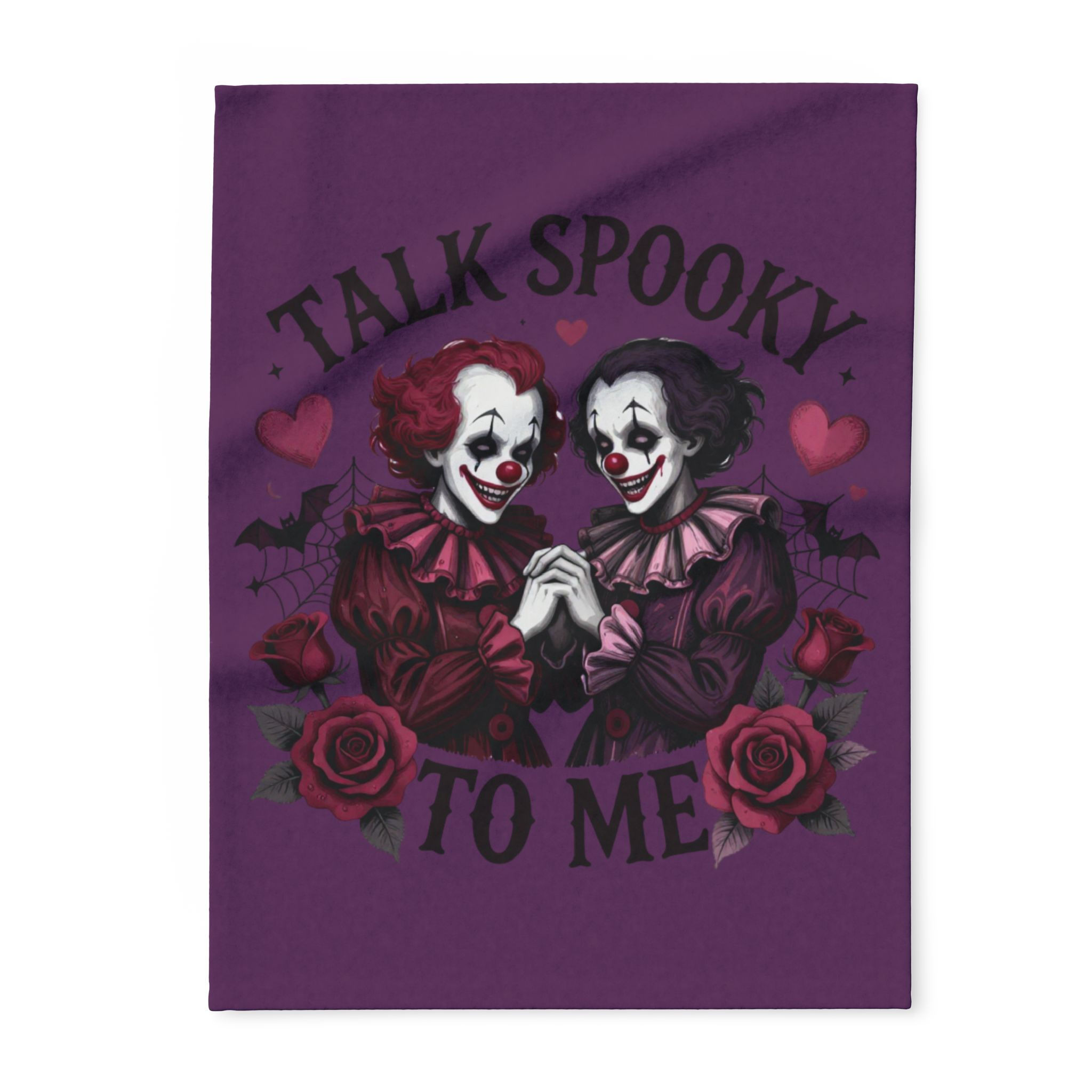 Talk Spooky To Me Fleece Blanket — Halloween Clown Couple Cozy Throw