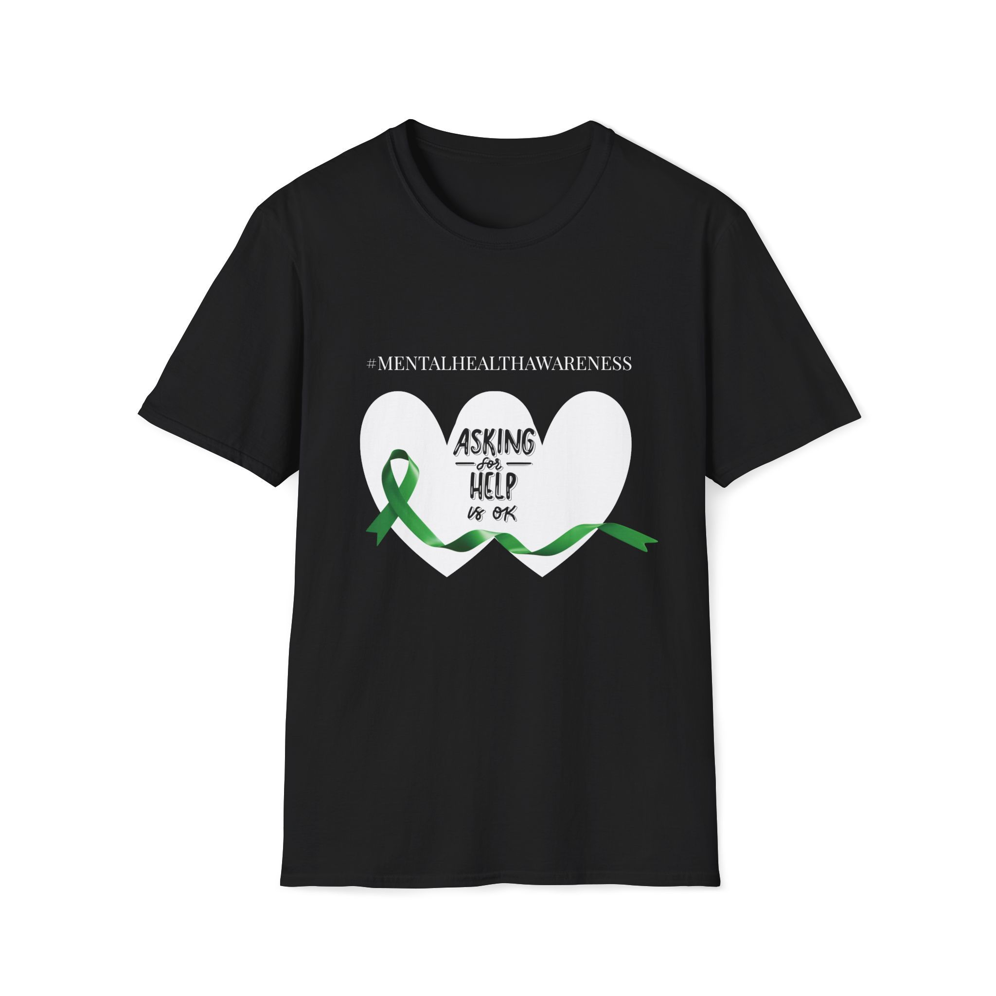 Mental Health Awareness T-Shirt — "Asking For Help" Green Ribbon