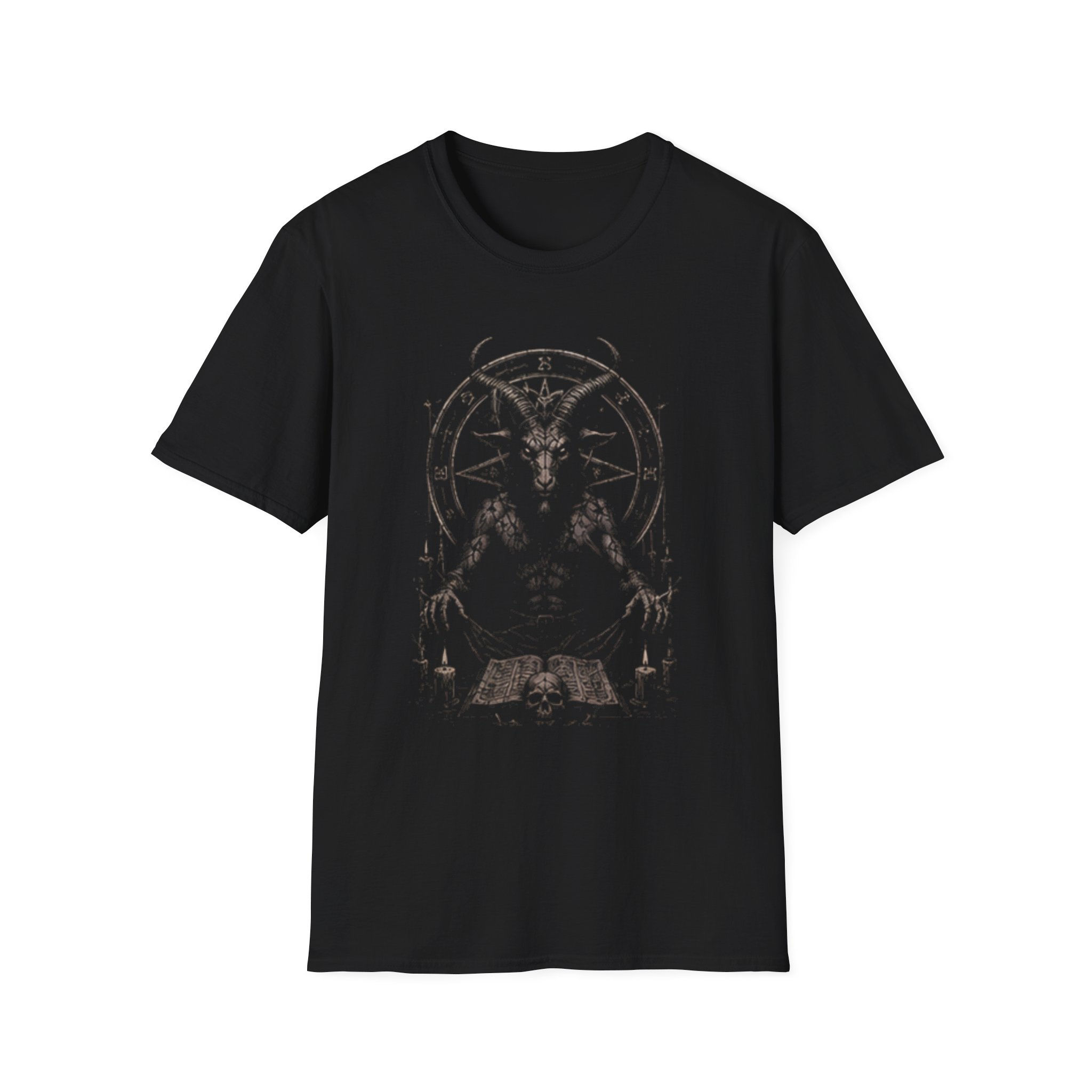 Occult Goat Pentagram T-Shirt — Gothic Baphomet Altar Design