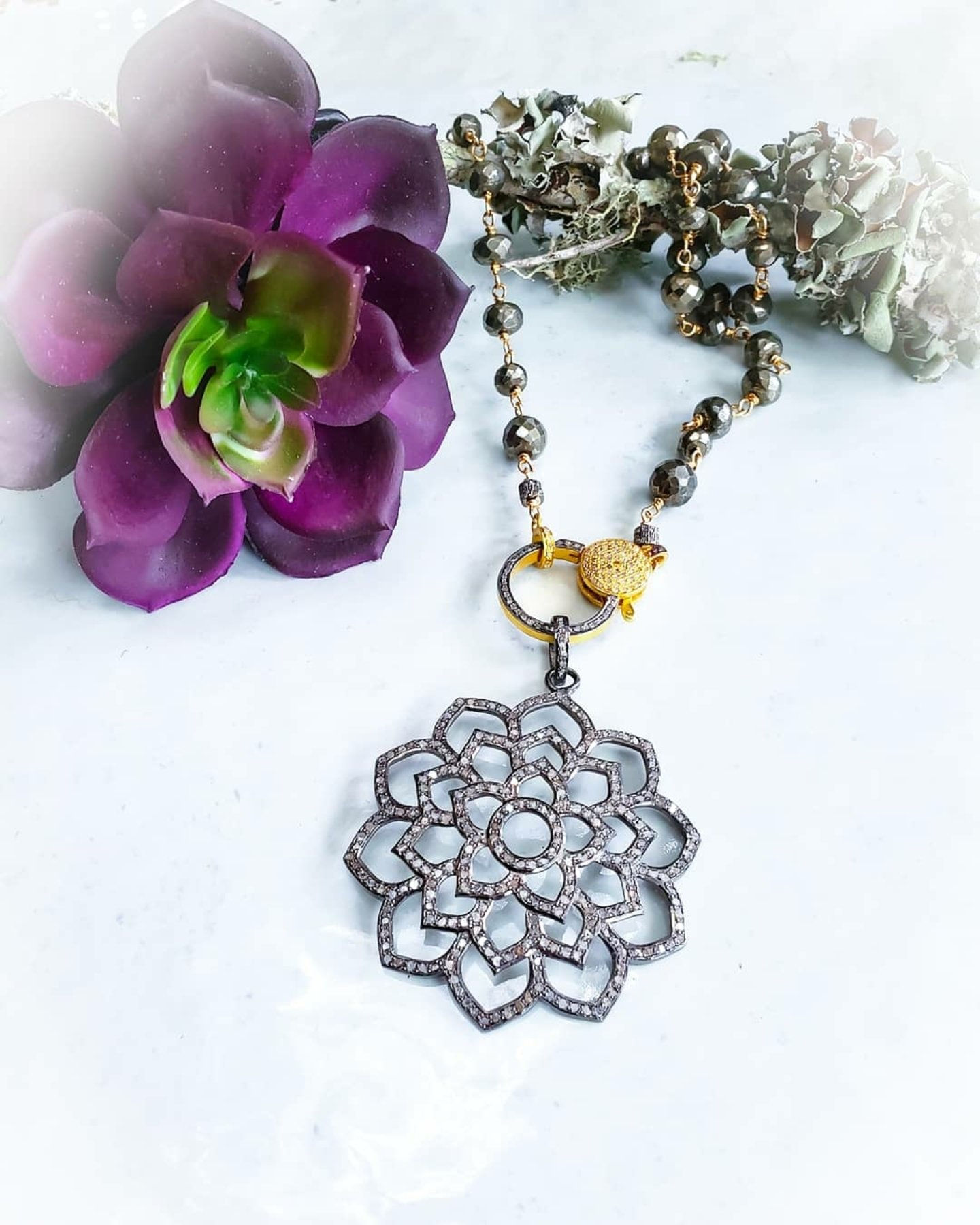 Diamond Lotus Pendant