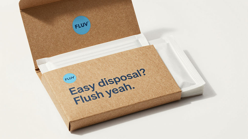 FLUV flushable pads packaging mockup