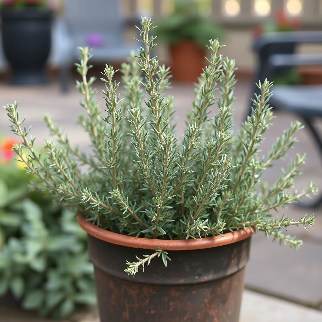 Rosemary in a pot on a patio.jpg