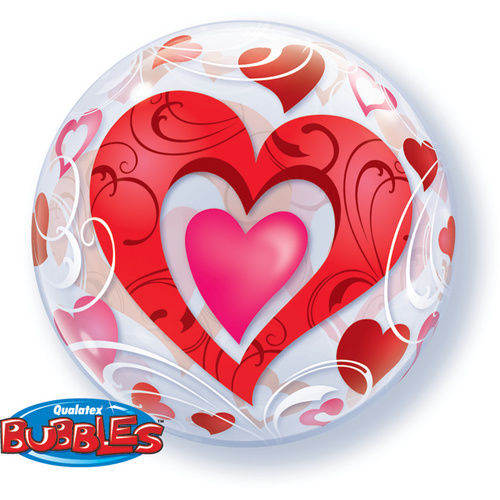 Red Hearts and Filigree Balloon in a Box Surprise