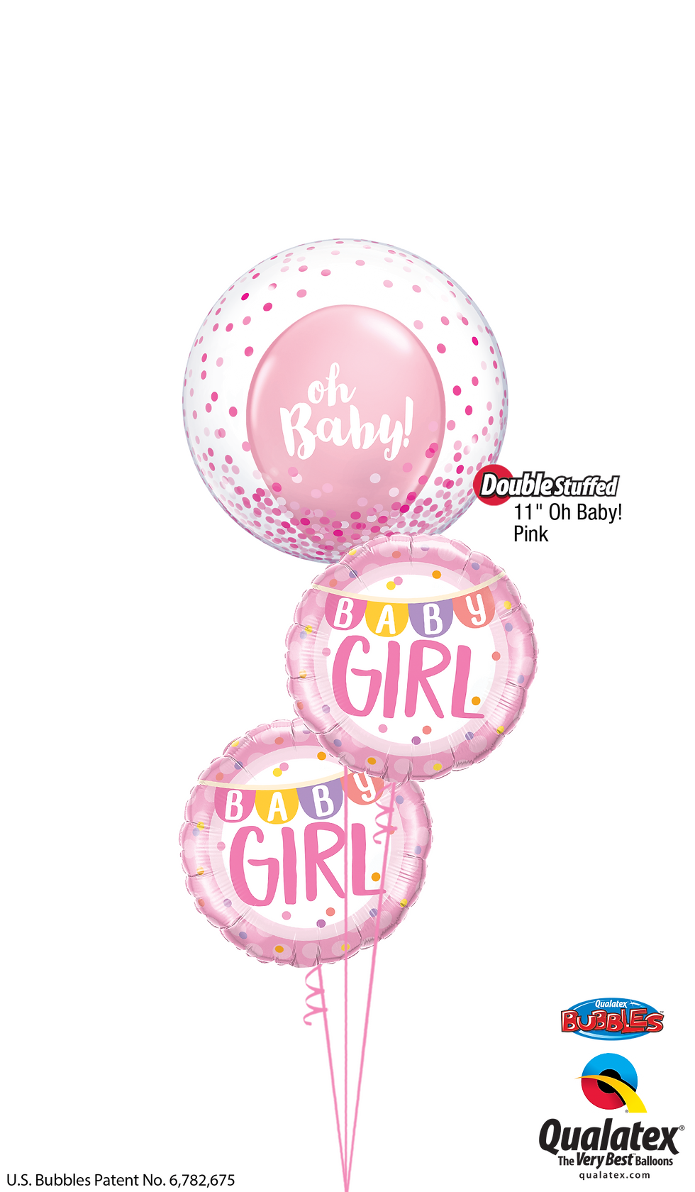 "Oh Baby" Pink Confetti Balloon Bouquet balloonsbrisbane