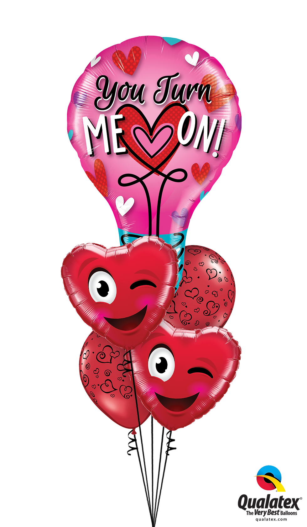 You Turn Me on Winking Hearts Balloon Bouquet