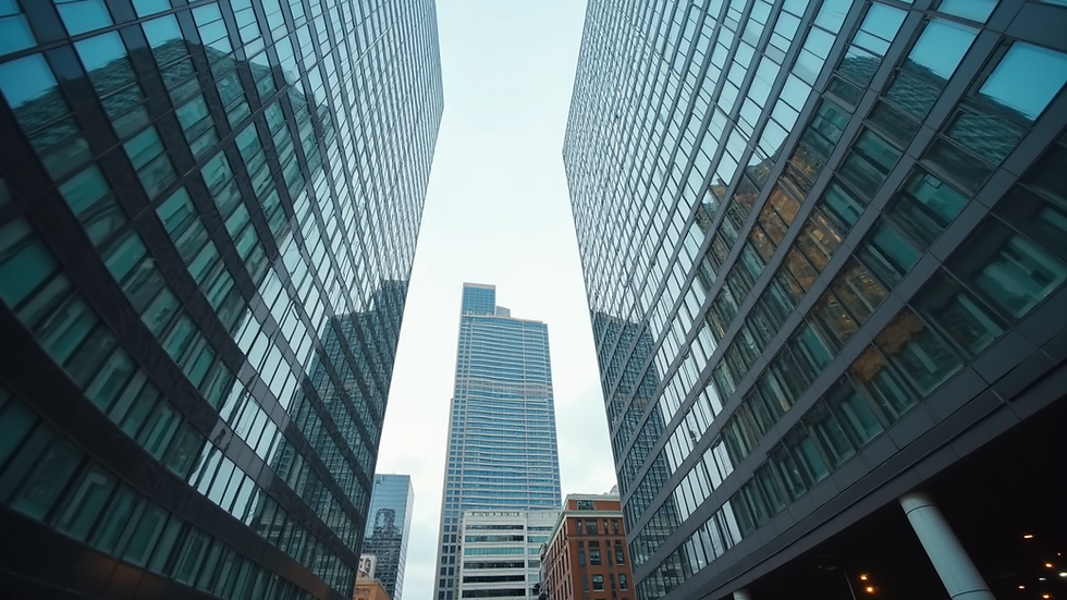 Eye-level view of a city skyline with office buildings in New York's Capital Region