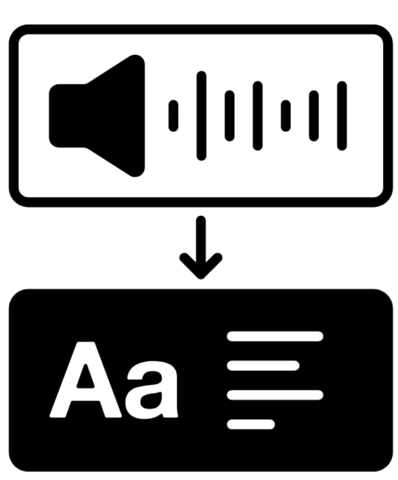 A black outline icon: Audi-visual and Closed Captions