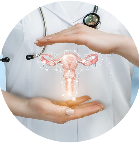 hands protecting the uterus