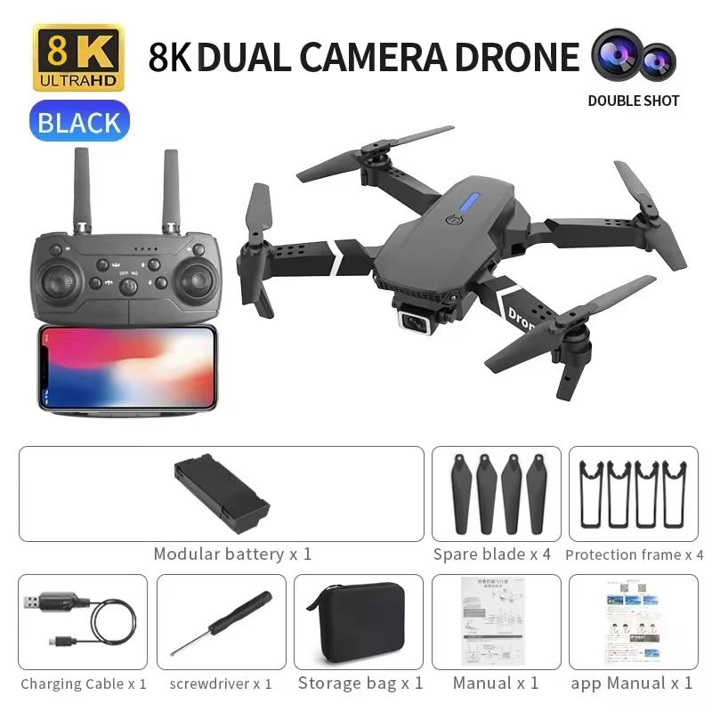 Thumbnail: New Upgrade E88 Drone Remote Control with Screen Dual Camera Optical Flow Locali