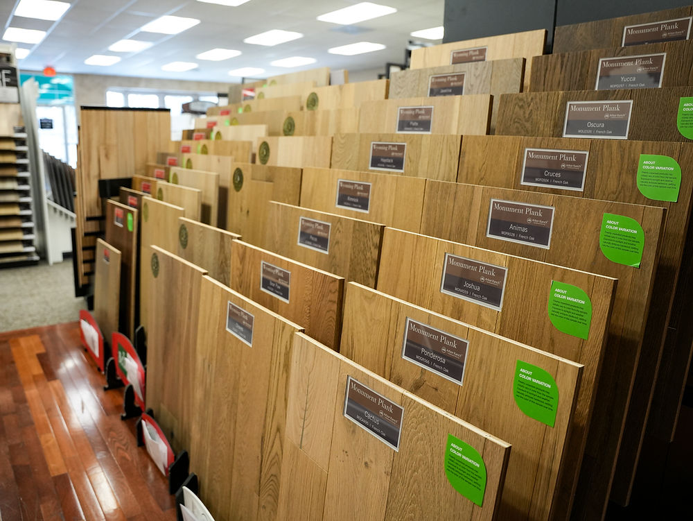 display of hardwood flooring samples