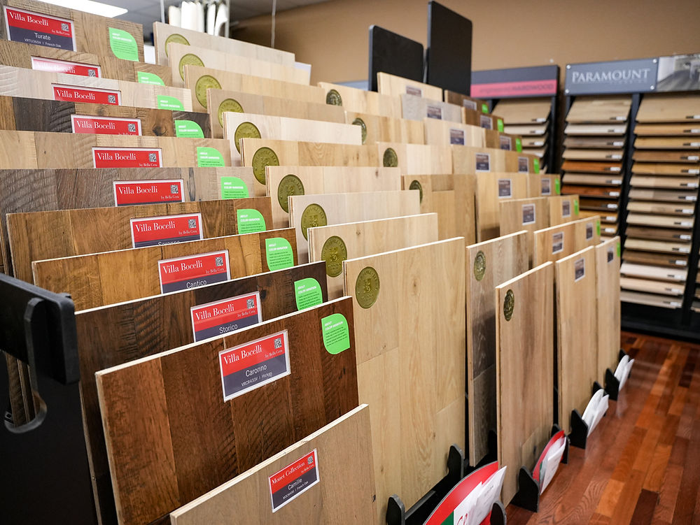 Showroom display of hardwood flooring samples
