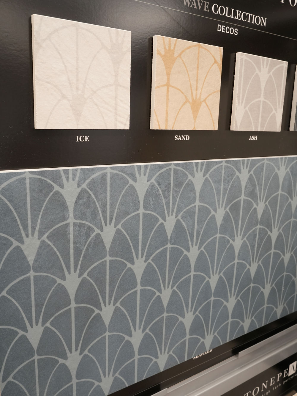 Tile samples with fan pattern